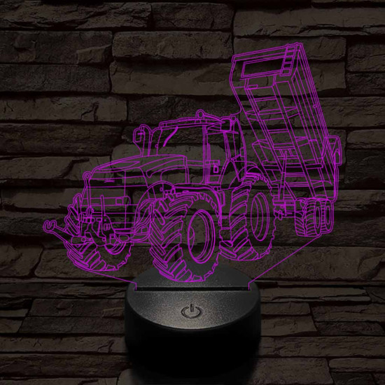 Traktor-pótkocsival 3D led lámpa