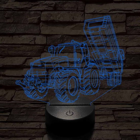 Traktor-pótkocsival 3D led lámpa