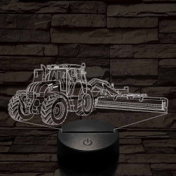 Traktor adapterrel 7 színű 3D led lámpa