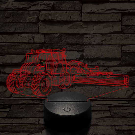 Traktor adapterrel 7 színű 3D led lámpa
