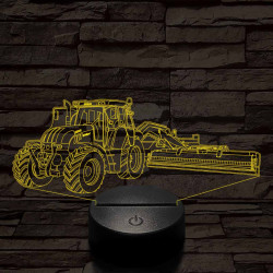 Traktor adapterrel 7 színű 3D led lámpa