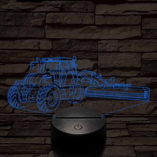 Traktor adapterrel 7 színű 3D led lámpa