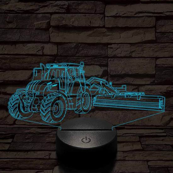 Traktor adapterrel 7 színű 3D led lámpa
