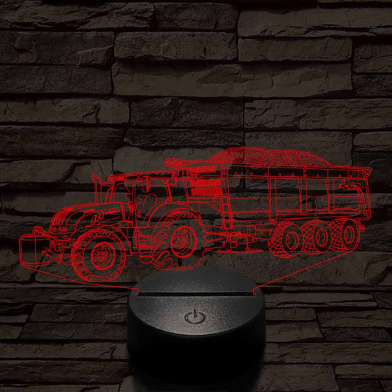 Traktor utánfutóval 7 színű 3D led lámpa