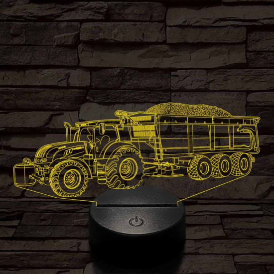 Traktor utánfutóval 7 színű 3D led lámpa