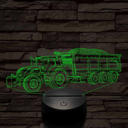 Traktor utánfutóval 7 színű 3D led lámpa