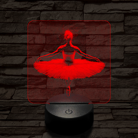 Balerina fókuszban 7 színű valósághű 3D led lámpa