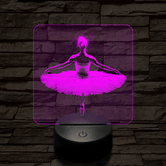 Balerina fókuszban 7 színű valósághű 3D led lámpa