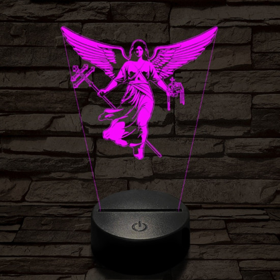 Gábriel arkangyal 7 színű  3D led lámpa