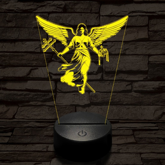 Gábriel arkangyal 7 színű  3D led lámpa