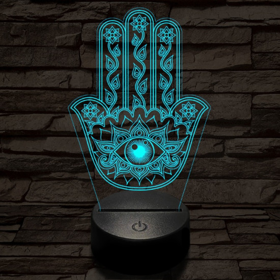 Hamsza kéz 7 színű  3D led lámpa