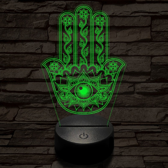 Hamsza kéz 7 színű  3D led lámpa