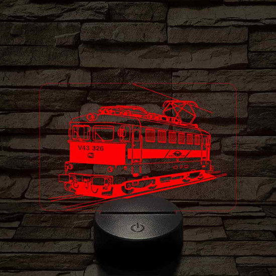 V43 "Sportszelet" mozdony 7 színű 3D led lámpa