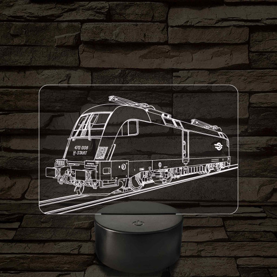 Taurus mozdony - 7 színű, színváltós 3D LED lámpa