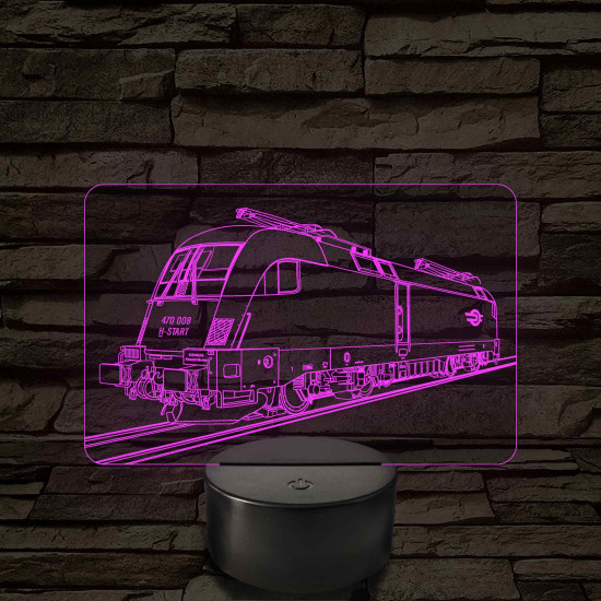 Taurus mozdony - 7 színű, színváltós 3D LED lámpa