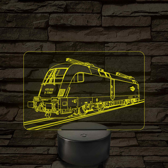 Taurus mozdony - 7 színű, színváltós 3D LED lámpa