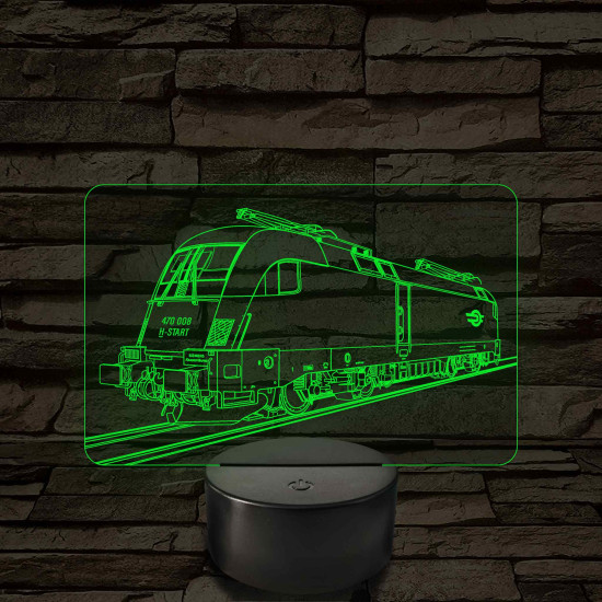 Taurus mozdony - 7 színű, színváltós 3D LED lámpa