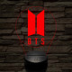 BTS 7 színű 3D led lámpa