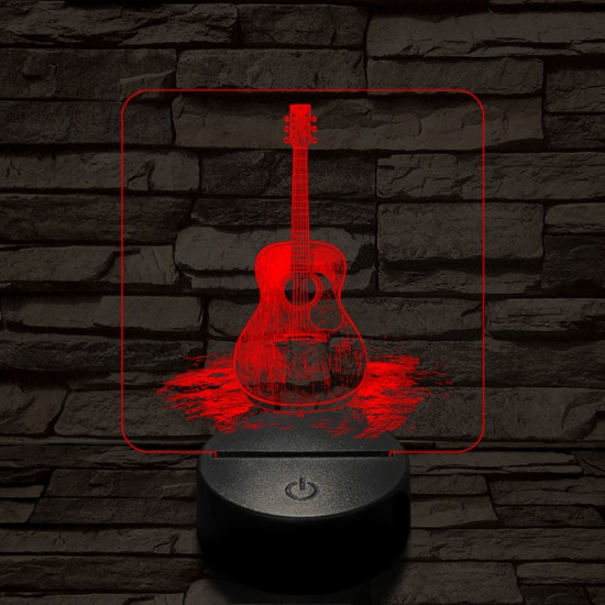 Akusztikus gitár 7 színű valósághű 3D led lámpa