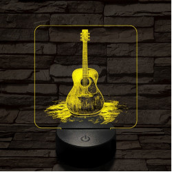 Akusztikus gitár 7 színű valósághű 3D led lámpa