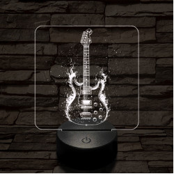 Lángoló gitár 7 színű valósághű 3D led lámpa