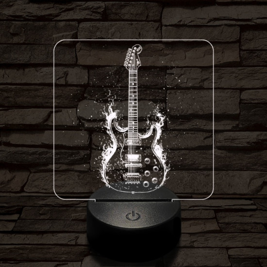 Lángoló gitár 7 színű valósághű 3D led lámpa
