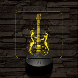 Lángoló gitár 7 színű valósághű 3D led lámpa