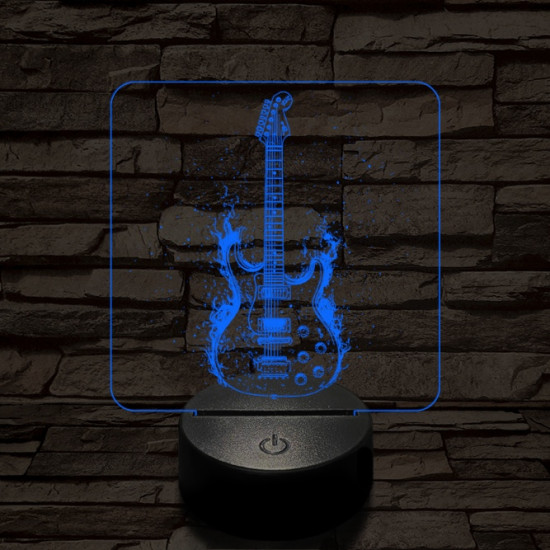 Lángoló gitár 7 színű valósághű 3D led lámpa