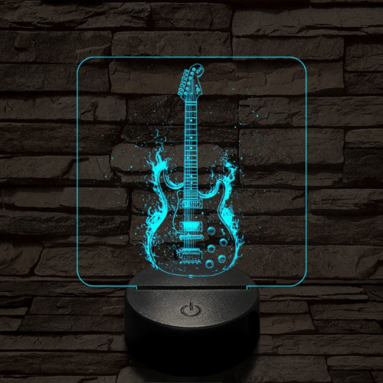 Lángoló gitár 7 színű valósághű 3D led lámpa