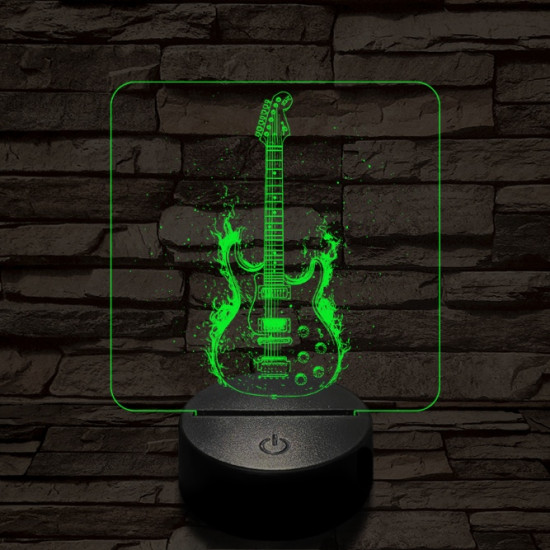 Lángoló gitár 7 színű valósághű 3D led lámpa