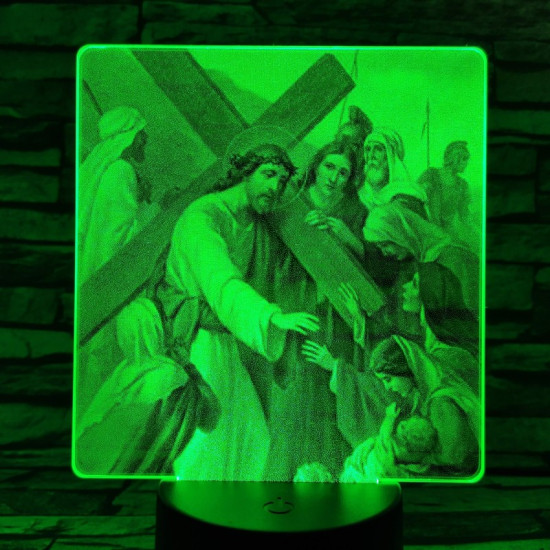 Jézus keresztútja 7 színű valósághű 3D led lámpa