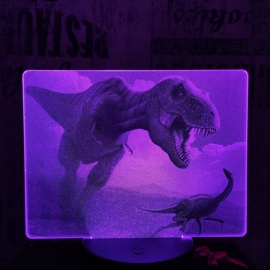 T rex vadászik 7 színű valósághű 3D led lámpa