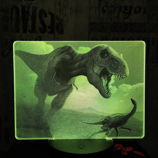 T rex vadászik 7 színű valósághű 3D led lámpa