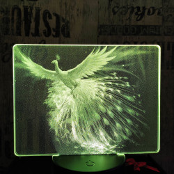 Páva 7 színű valósághű 3D led lámpa
