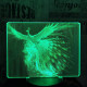 Páva 7 színű valósághű 3D led lámpa