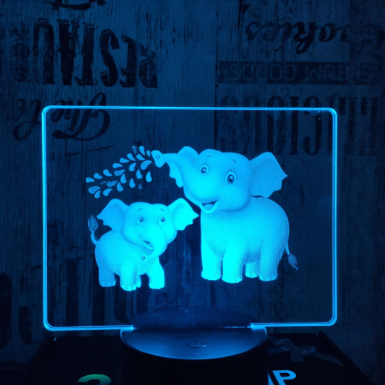 Elefánt anya és bébi 7 színű valósághű 3D led lámpa
