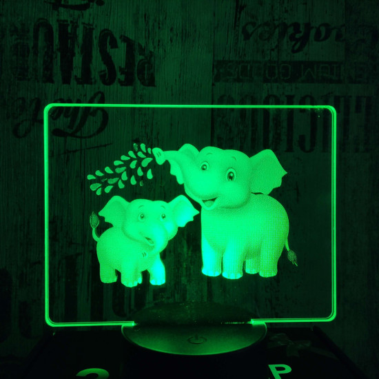 Elefánt anya és bébi 7 színű valósághű 3D led lámpa