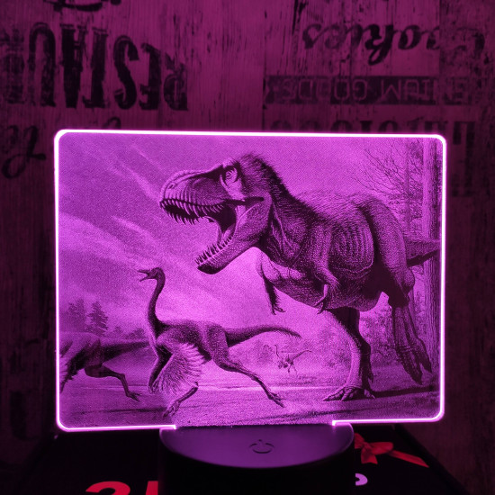 T rex a csúcsragadozó 7 színű valósághű 3D led lámpa
