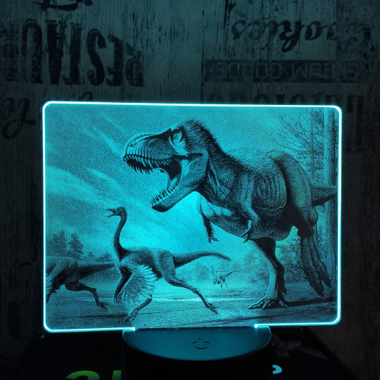 T rex a csúcsragadozó 7 színű valósághű 3D led lámpa