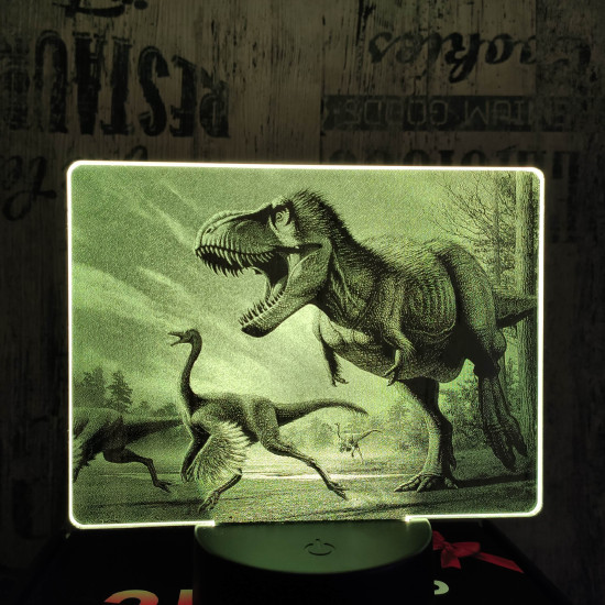 T rex a csúcsragadozó 7 színű valósághű 3D led lámpa
