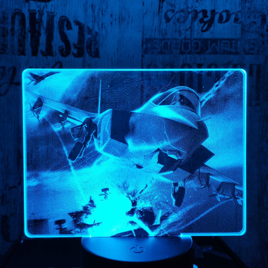 Vadászrepülőgép 7 színű valósághű 3D led lámpa
