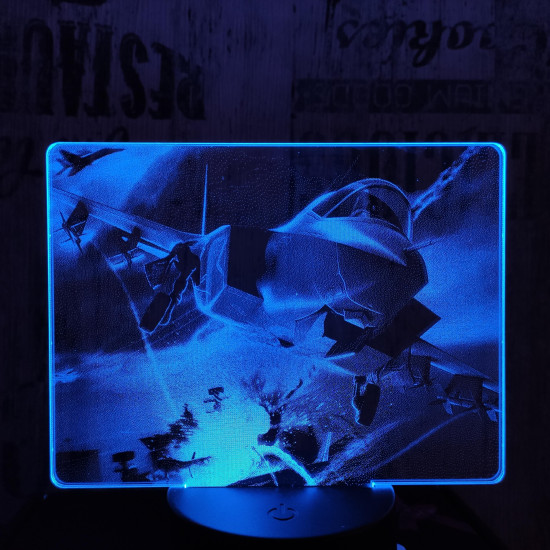 Vadászrepülőgép 7 színű valósághű 3D led lámpa