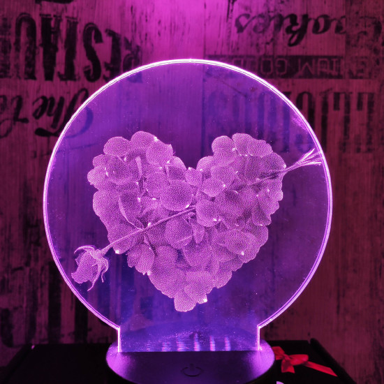 Szív rózsái 7 színű valósághű 3D led lámpa