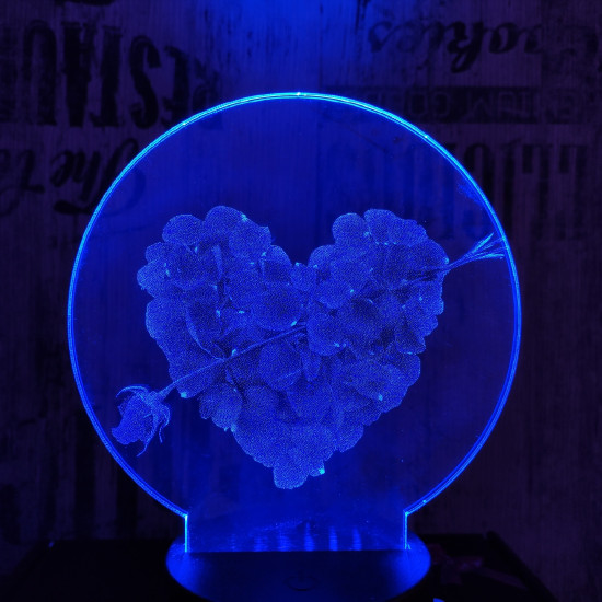 Szív rózsái 7 színű valósághű 3D led lámpa