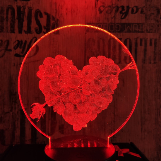 Szív rózsái 7 színű valósághű 3D led lámpa
