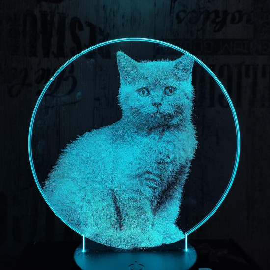 Brit cica 7 színű valósághű 3D led lámpa