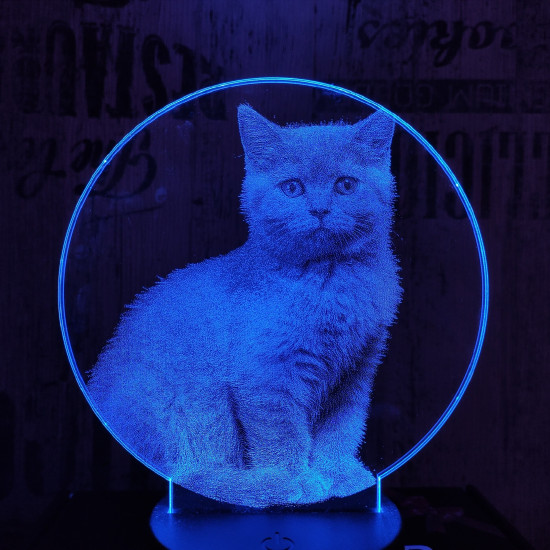 Brit cica 7 színű valósághű 3D led lámpa