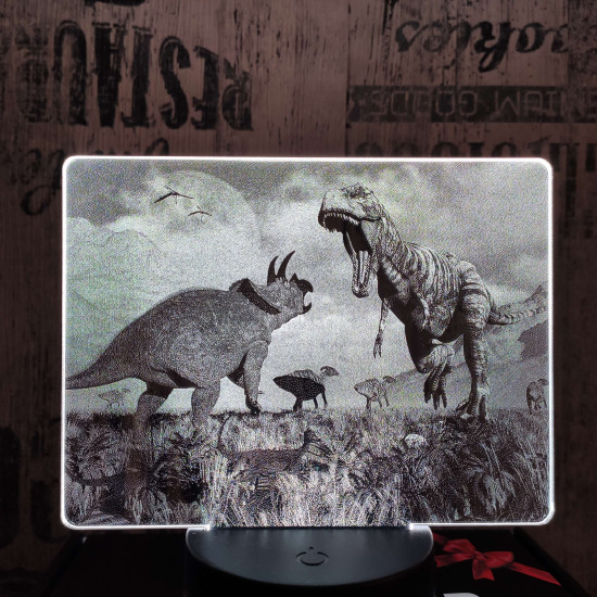 T rex és Triceratops 7 színű valósághű 3D led lámpa
