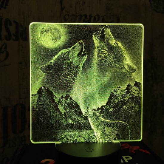 Vonyító farkasok 7 színű valósághű 3D led lámpa