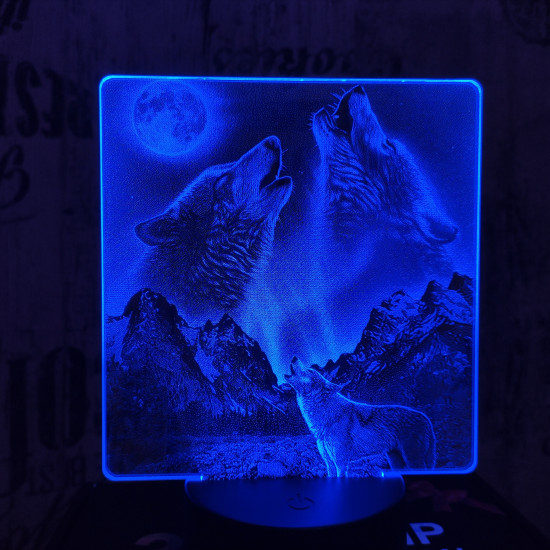 Vonyító farkasok 7 színű valósághű 3D led lámpa